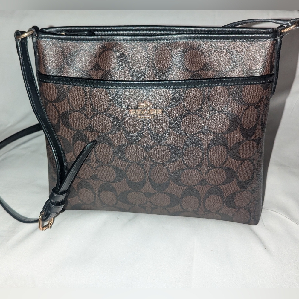 Coach Signature Sacoche Brown and Black Crossbody Bag F29210